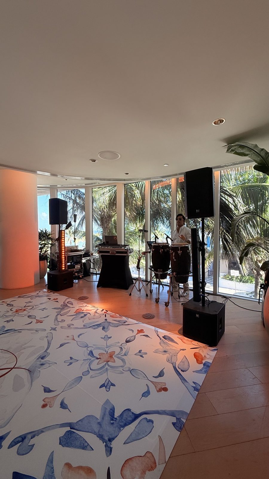 Beachfront event with DJ and live percussion