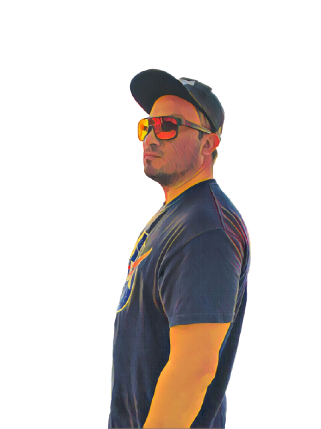 Stylized artist portrait of SHINNO in sunglasses